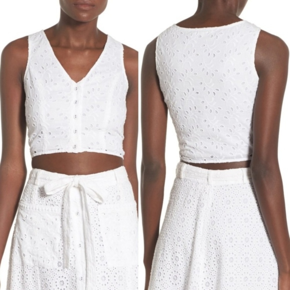 Tularosa Poppy Eyelet Lace Crop Tank Vest - Picture 2 of 8